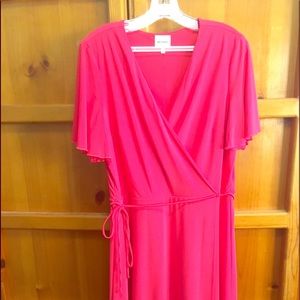 Pink Faux wrap, waist tie dress